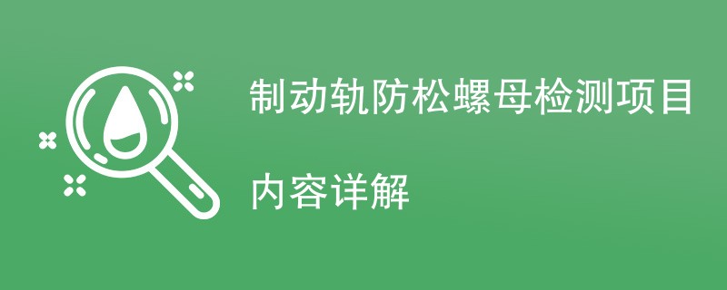 制动轨防松螺母检测项目内容详解