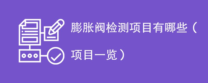 膨胀阀检测项目有哪些（项目一览）