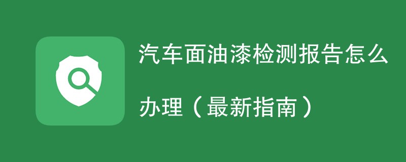 汽车面油漆检测报告怎么办理（最新指南）