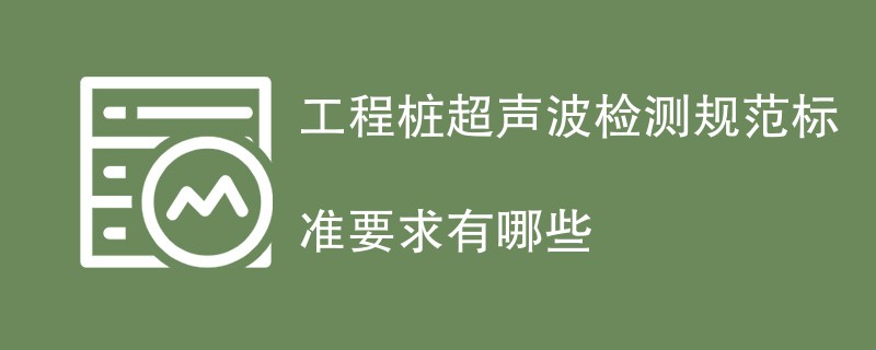 工程桩超声波检测规范标准要求有哪些