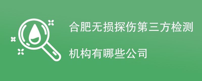 合肥无损探伤第三方检测机构有哪些公司