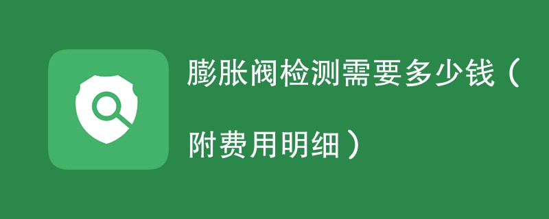 膨胀阀检测需要多少钱（附费用明细）