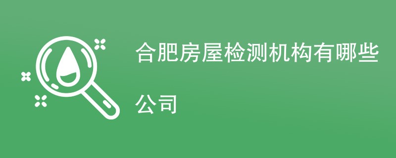 合肥房屋检测机构有哪些公司