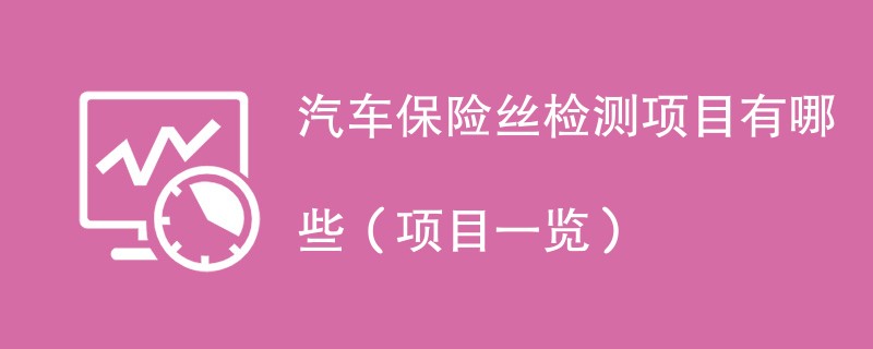 汽车保险丝检测项目有哪些（项目一览）