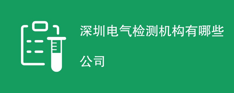 深圳电气检测机构有哪些公司