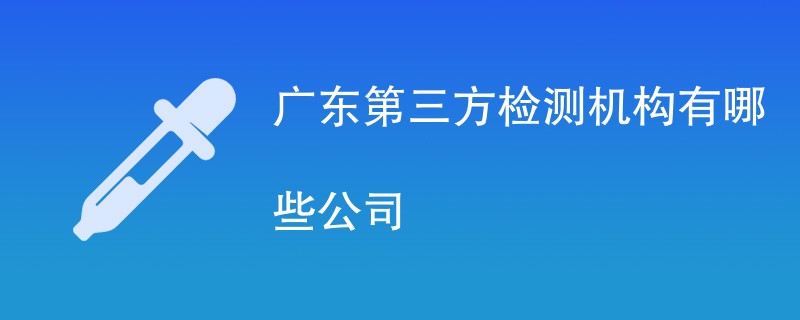 广东第三方检测机构有哪些公司