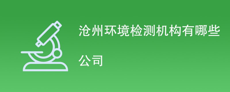 沧州环境检测机构有哪些公司