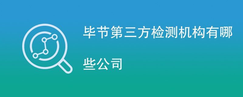 毕节第三方检测机构有哪些公司