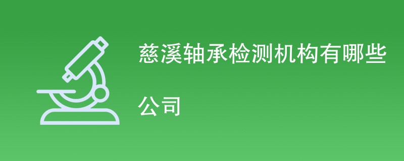 慈溪轴承检测机构有哪些公司