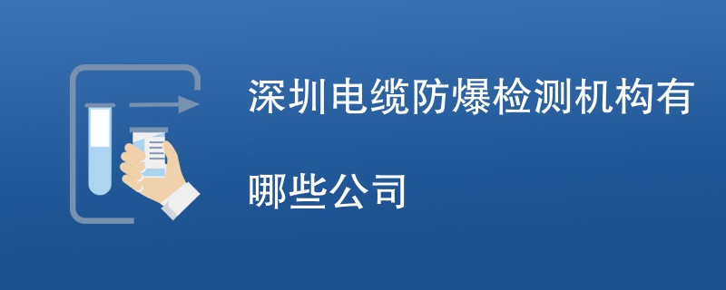 深圳电缆防爆检测机构有哪些公司