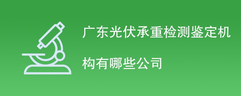 广东光伏承重检测鉴定机构有哪些公司