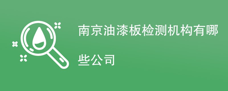 南京油漆板检测机构有哪些公司