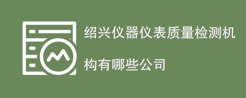 绍兴仪器仪表质量检测机构有哪些公司