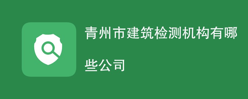 青州市建筑检测机构有哪些公司