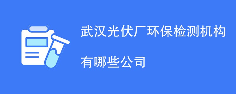 武汉光伏厂环保检测机构有哪些公司