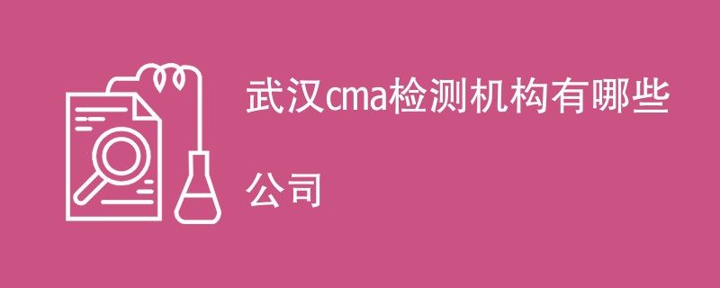 武汉cma检测机构有哪些公司