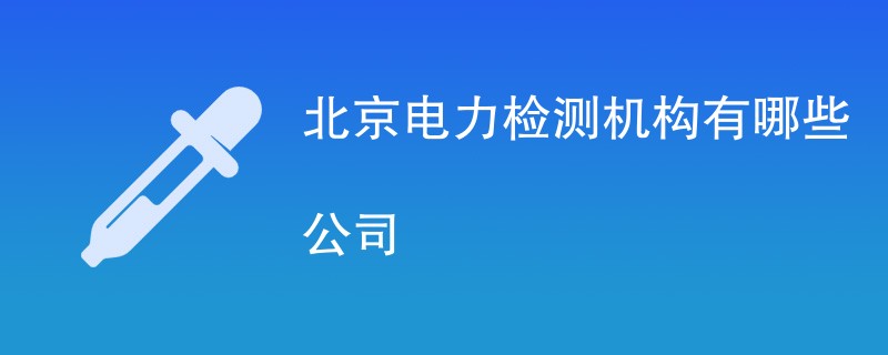 北京电力检测机构有哪些公司