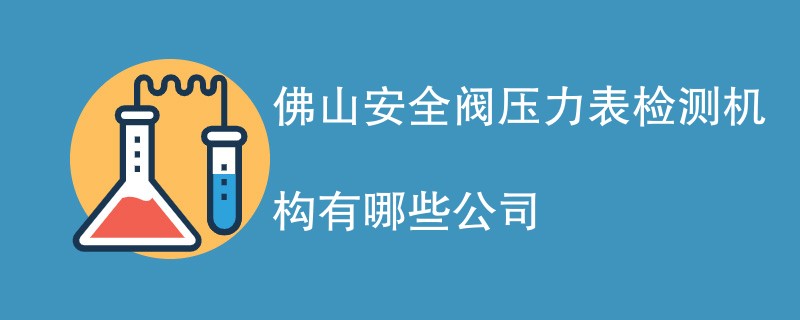 佛山安全阀压力表检测机构有哪些公司