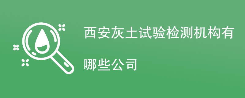 西安灰土试验检测机构有哪些公司