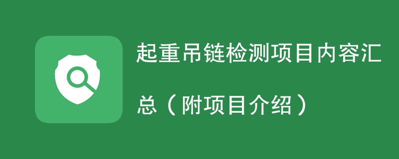 起重吊链检测项目内容汇总（附项目介绍）