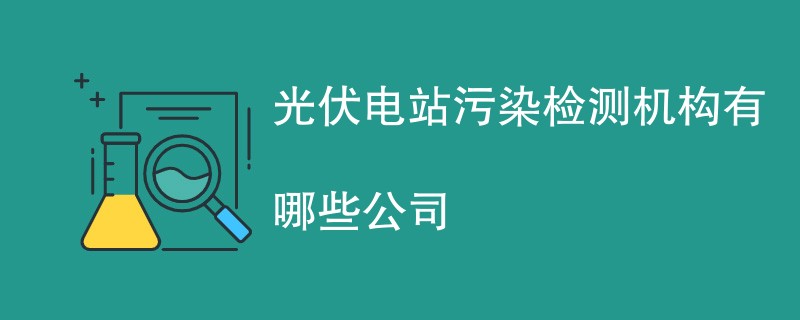 光伏电站污染检测机构有哪些公司