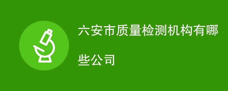 六安市质量检测机构有哪些公司