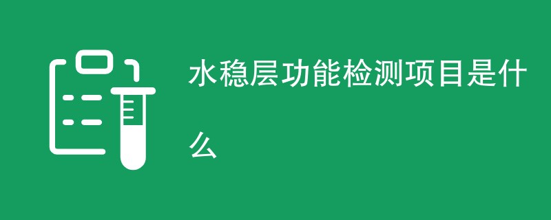 水稳层功能检测项目是什么