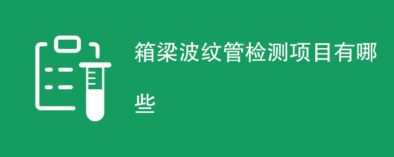 箱梁波纹管检测项目有哪些