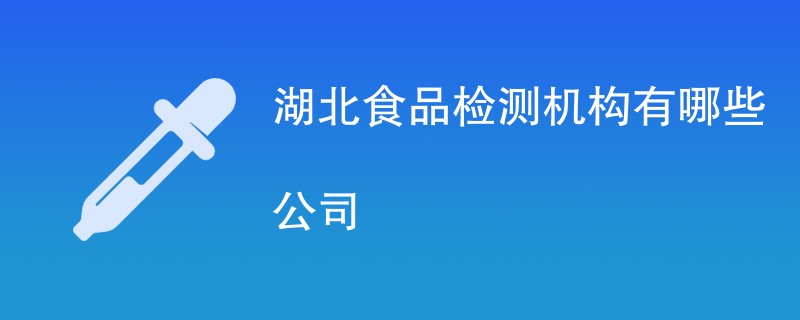 湖北食品检测机构有哪些公司