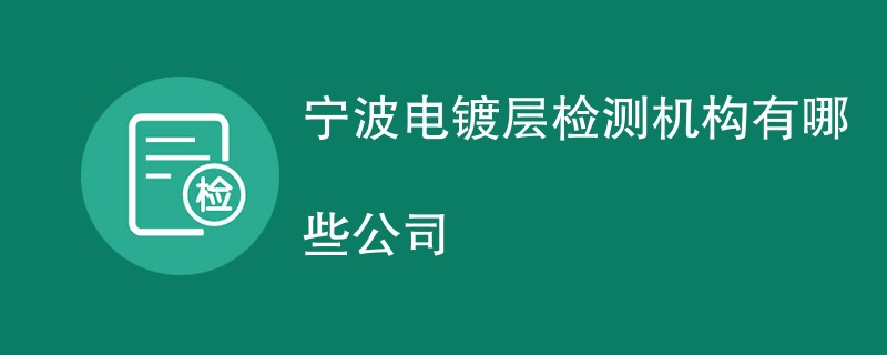 宁波电镀层检测机构有哪些公司