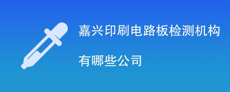 嘉兴印刷电路板检测机构有哪些公司