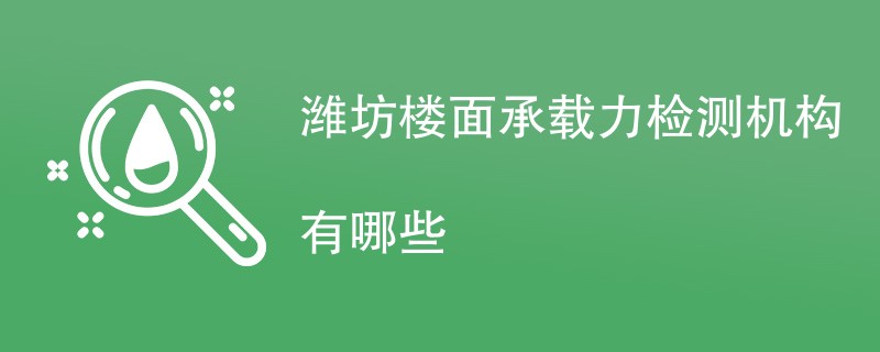 潍坊楼面承载力检测机构有哪些