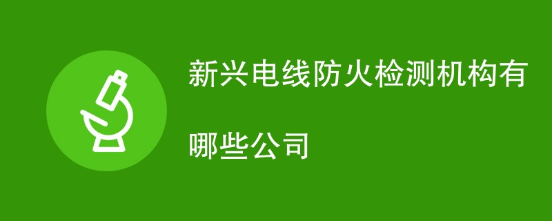 新兴电线防火检测机构有哪些公司