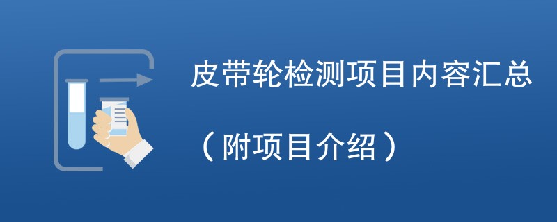 皮带轮检测项目内容汇总（附项目介绍）