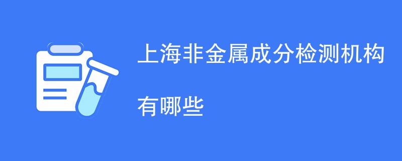 上海非金属成分检测机构有哪些