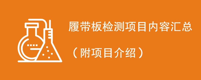 履带板检测项目内容汇总（附项目介绍）