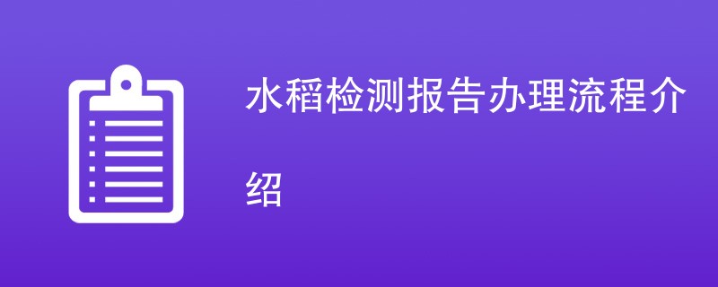 水稻检测报告办理流程介绍