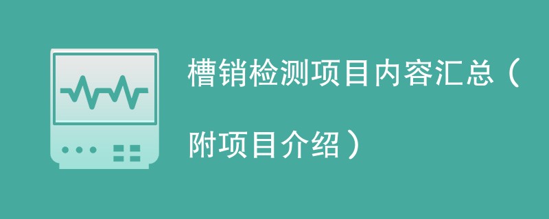 槽销检测项目内容汇总（附项目介绍）