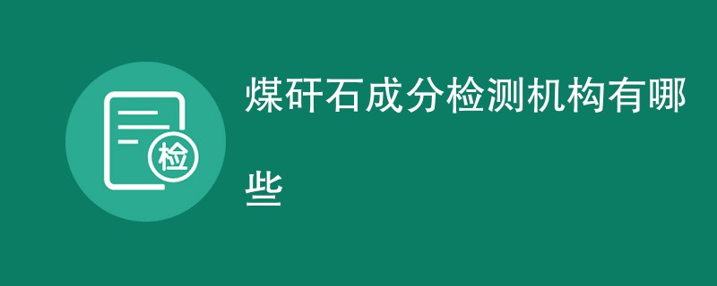 煤矸石成分检测机构有哪些