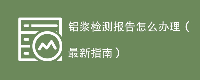铝浆检测报告怎么办理（最新指南）