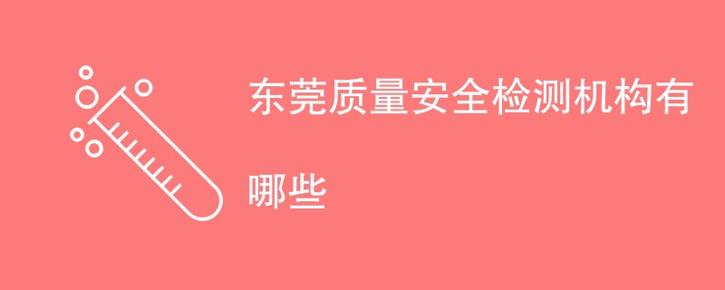 东莞质量安全检测机构有哪些