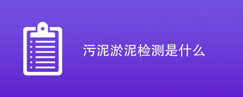 污泥淤泥检测是什么