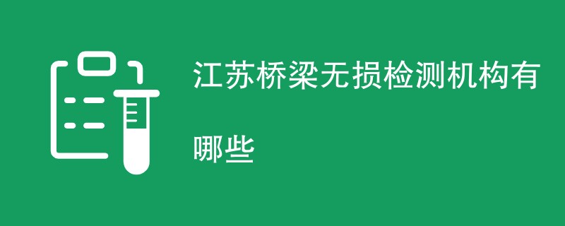 江苏桥梁无损检测机构有哪些